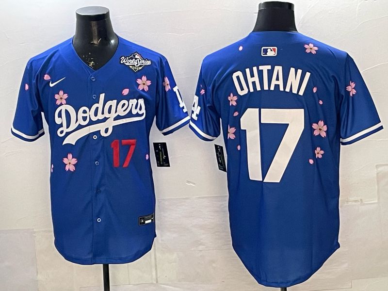 Men Nike 2026 Los Angeles Dodgers #17 Ohtani Blue Sakura Edition Game MLB Jersey 061